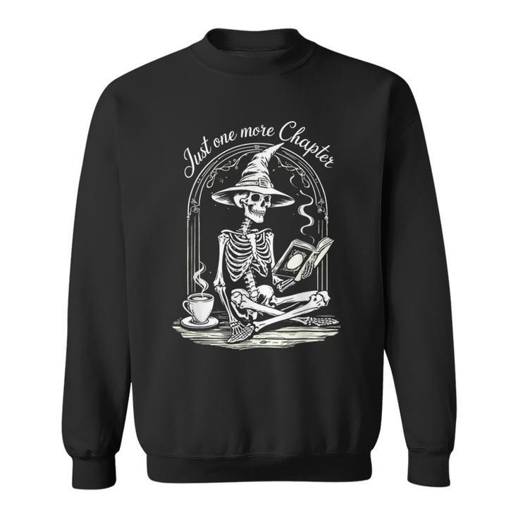 Skeleton Reading Book Club Just One More Chapter Crew Sweatshirt