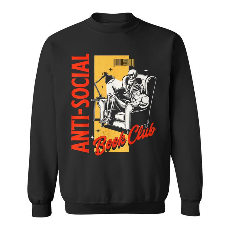 Skeleton Reads a Book Anti Social Book Club Sweatshirt