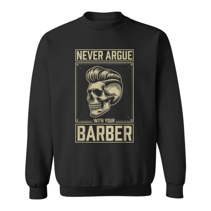 Skull Never Argue With Your Barber クラシック ヴィンテージ バーバー スウェットシャツ