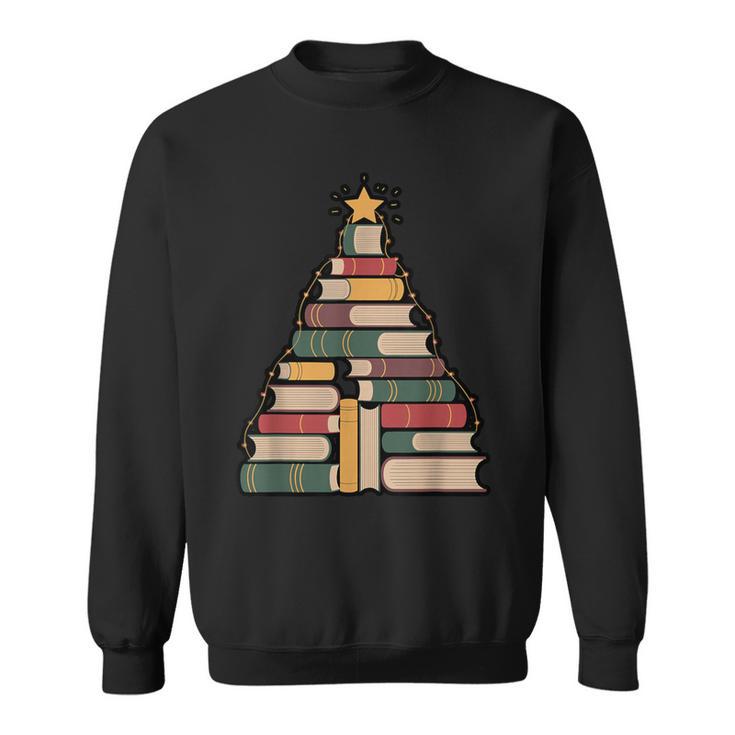Snowy Book Tree Christmas For Readers And Librarians Sweatshirt