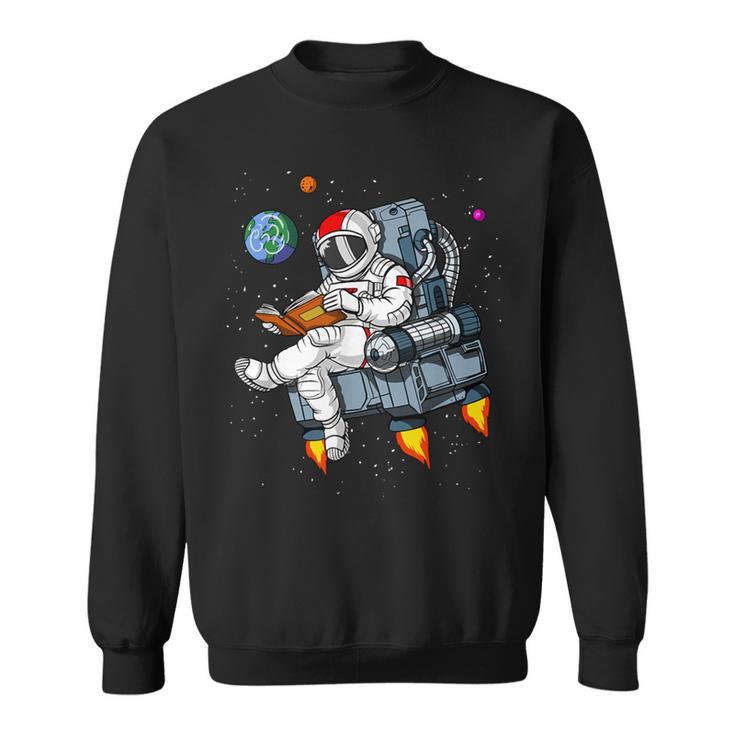 Space Astronaut Reading Book Bookworm Nerd Librarian Sweatshirt