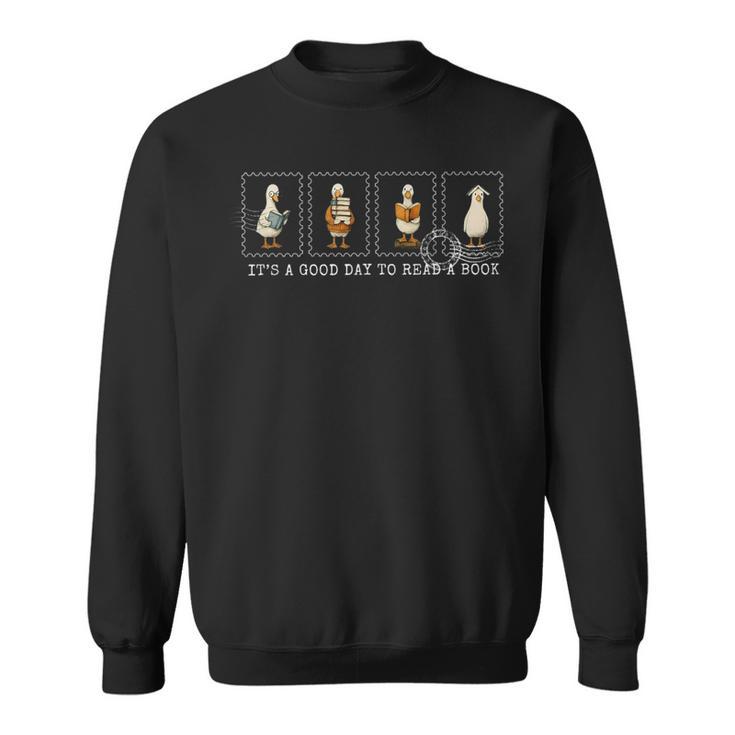 Stamp It's A Good Day To Read A Book Silly Goose Reading Sweatshirt