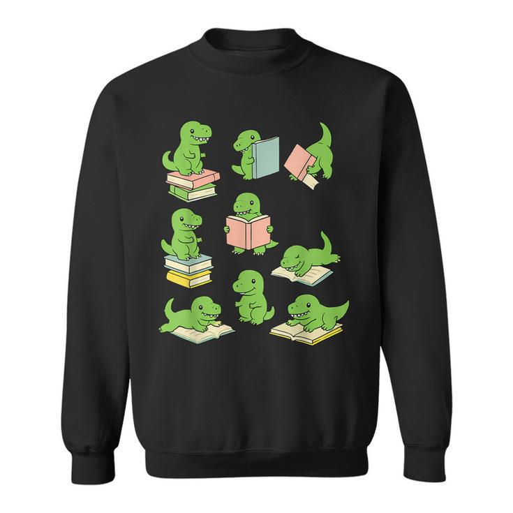 T-Rex Dinosaurs Reading Books Dinosaur Lover Sweatshirt