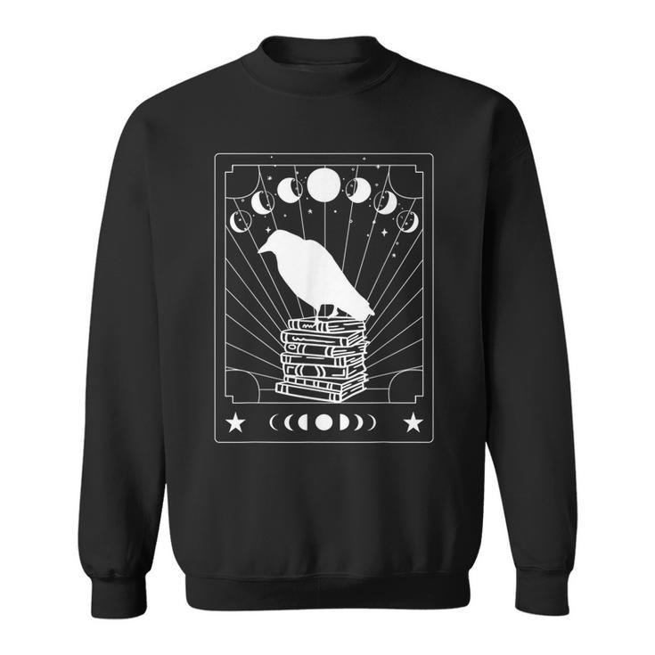 Tarot Card Raven Crow On Books Dark Academia Aesthetic Sweatshirt