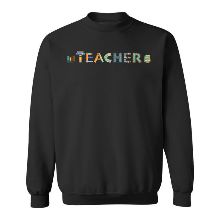 Teacher Text Graphic Write Create Inspire Book Reading Squad Sweatshirt
