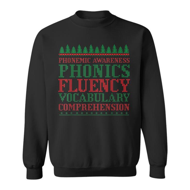 Teacher Ugly Sweater Christmas Science Of Reading Sweatshirt