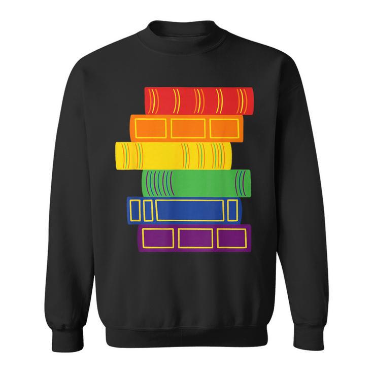 Threadless Grey Sky Chai Rainbow Book Pride Stack Graphic Sweatshirt