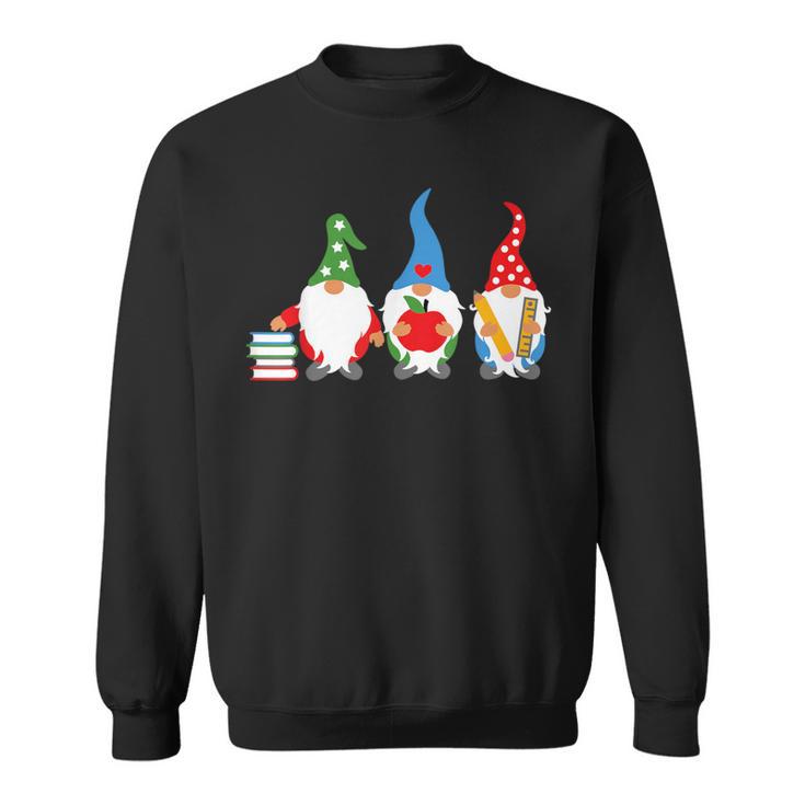 Three Gnomes School Books Pencil Apple Student Teacher For Men Women Girls Kids Sweatshirt