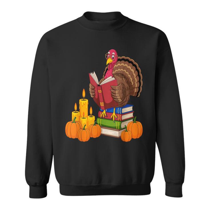 Turkey Reading Books Fall Thanksgiving Teacher Book Sweatshirt Turkey Reading Books Fall Thanksgiving Teacher Book Sweatshirt