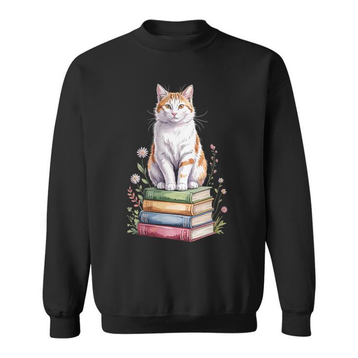 Turkish Van Bookworm Flowers Book Reading Books Sweatshirt