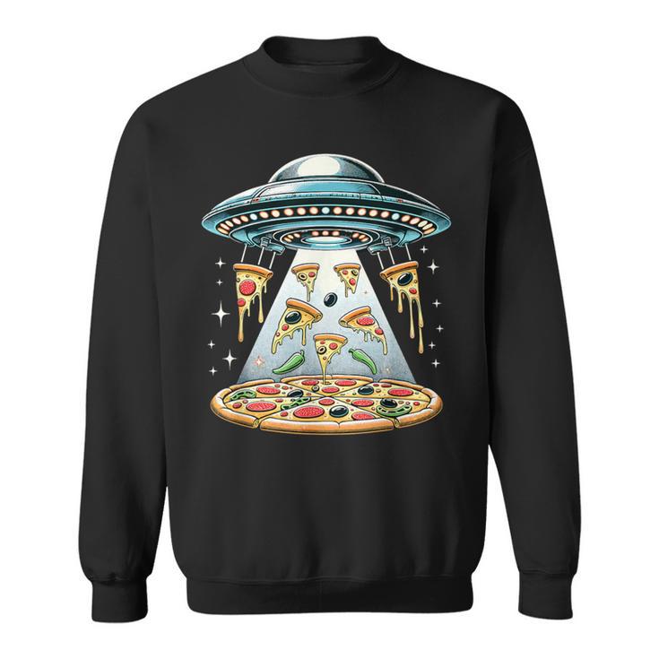 Ufo エイリアン 食べるピザ誘拐 面白い食べ物愛好家 スウェットシャツ