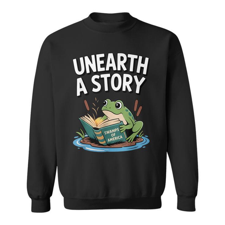 Unearth a Story Frog Reading a Book Summer 2026 Sweatshirt