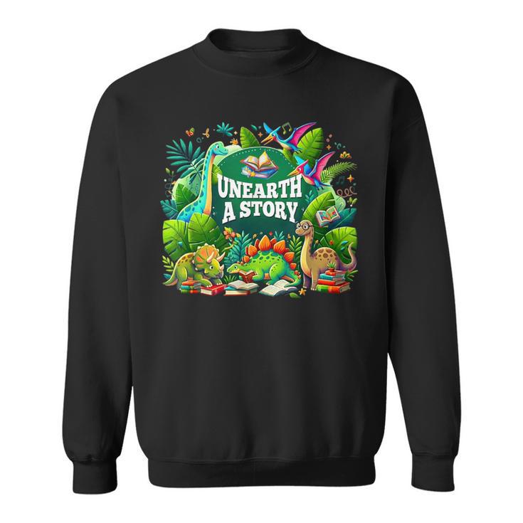 Unearth a Story Library Summer Reading 2026 Dinosaur Book Sweatshirt