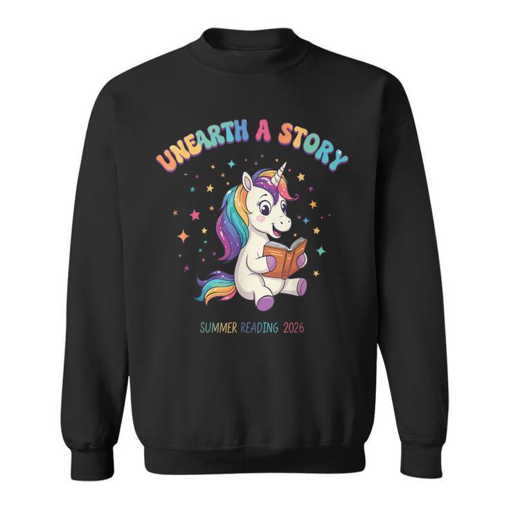 Unicorn Reading a Book Unearth a Story Program 2026 Sweatshirt