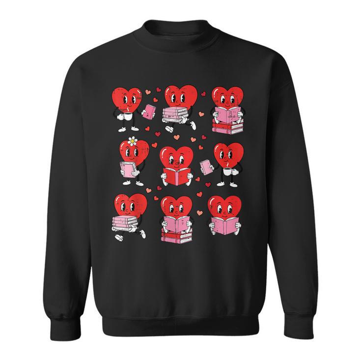Valentines Day Librarian Heart Reading Book Women Men Kids Sweatshirt