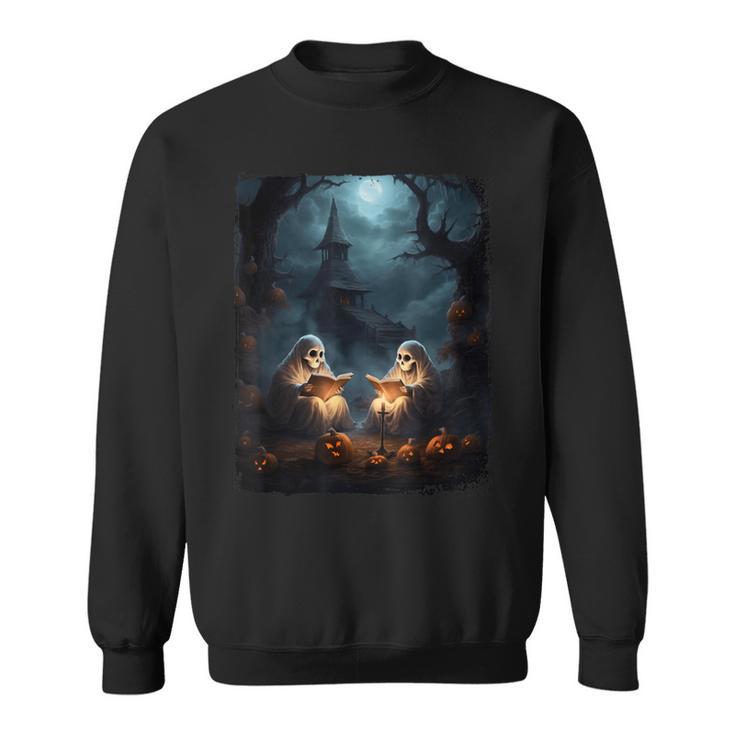 Vintage Boo Halloween Camping Reading Teacher Books Ghost Sweatshirt Vintage Boo Halloween Camping Reading Teacher Books Ghost Sweatshirt