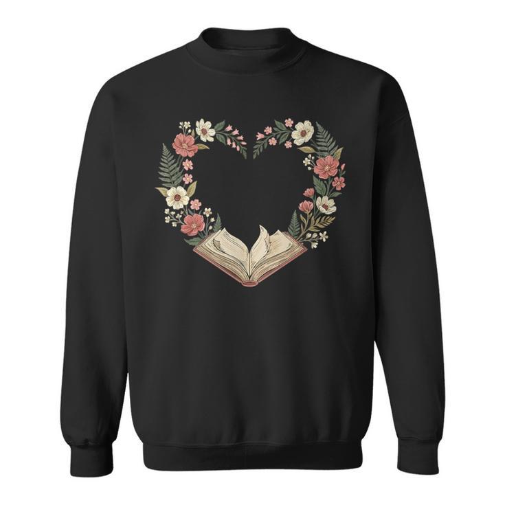 Vintage Book Lover Valentine Heart Sweatshirt