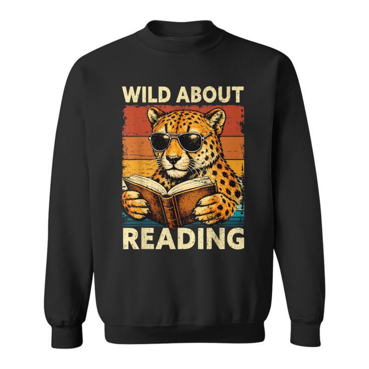 Vintage Cheetah Reading Book Wild About Reading Shirts Boys Sweatshirt