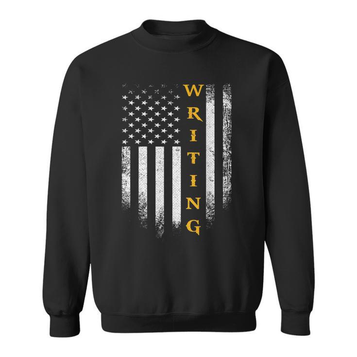 Vintage USA American Flag Writing Book Write Writer Women Kids Men Sweatshirt