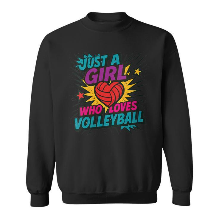 Volleyball Comic Book Art Just a Girl Who Loves Volleyball Sweatshirt