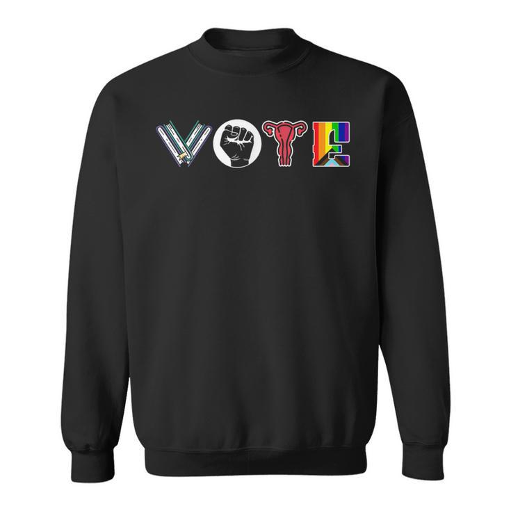 Vote Books Fist Ovaries LGTBQ Men Women Sweatshirt