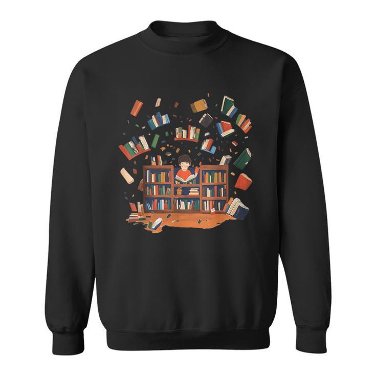 Whimsical Kids Reading Bookshelf Sweatshirt