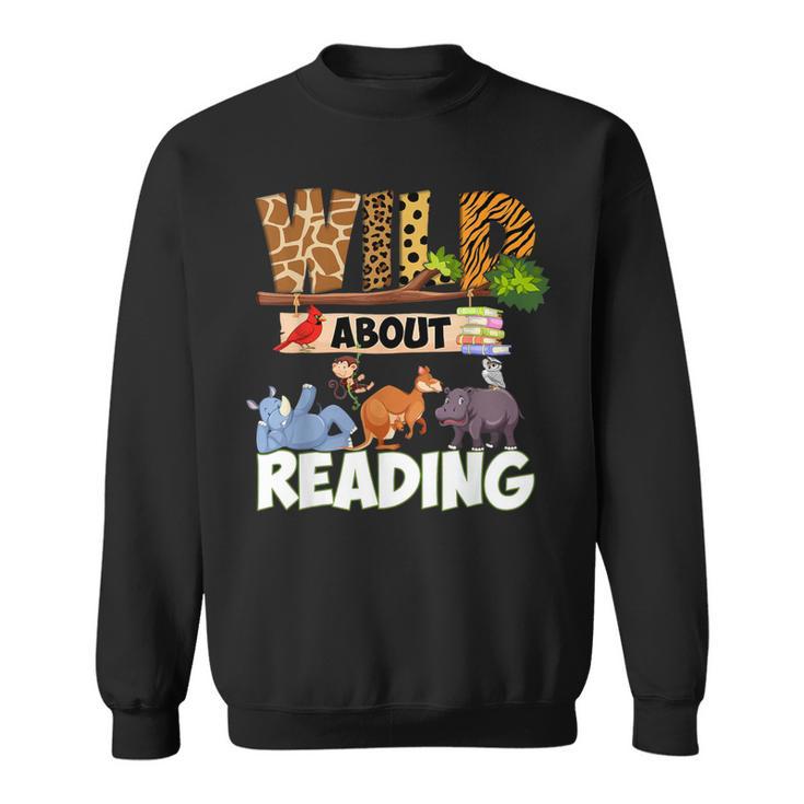 Wild About Reading Book Lover Bookworm Library Day Sweatshirt