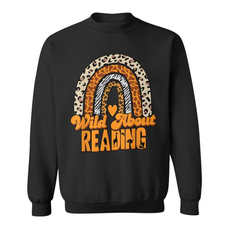 Wild About Reading Books Teacher Leopard Rainbow Men Women Kids Sweatshirt