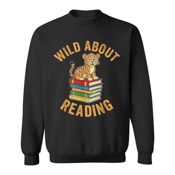 Wild About Reading Cute Leopard Teacher Kids Book Lover Sweatshirt