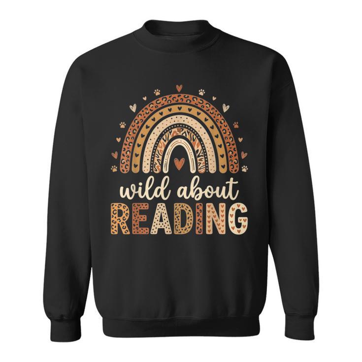 Wild About Reading Cute Rainbow Book Lover Teacher Sweatshirt