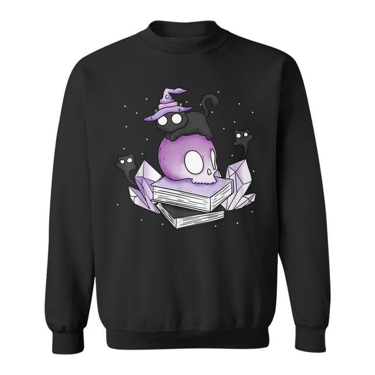 Witch Ghost Cat Skull Magic Books Sweatshirt