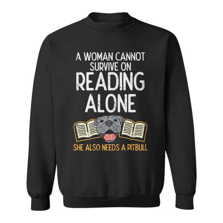 Woman Book Librarian Reading Pitbull Dog Owner Women Sweatshirt