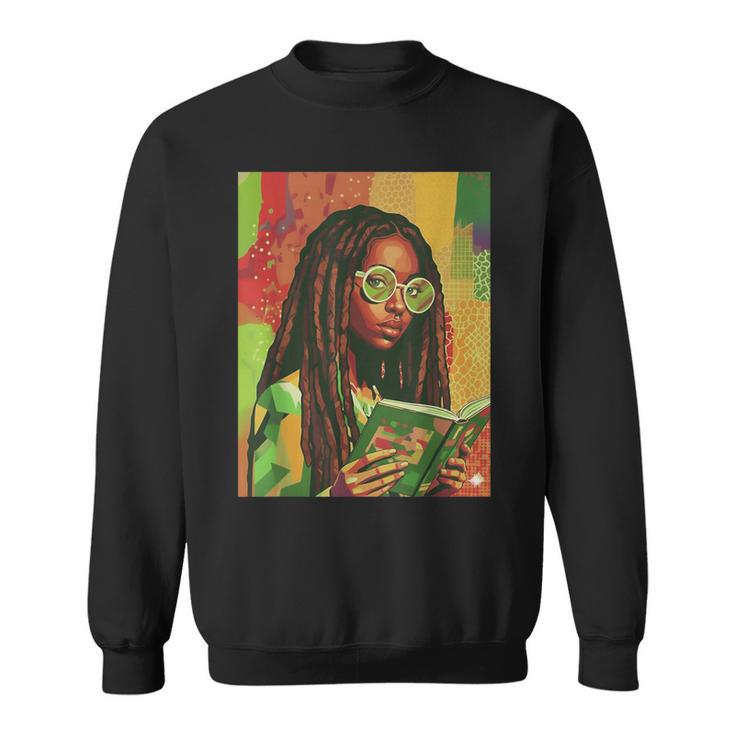 Women Reading Book Educated Black History Month Women Sweatshirt