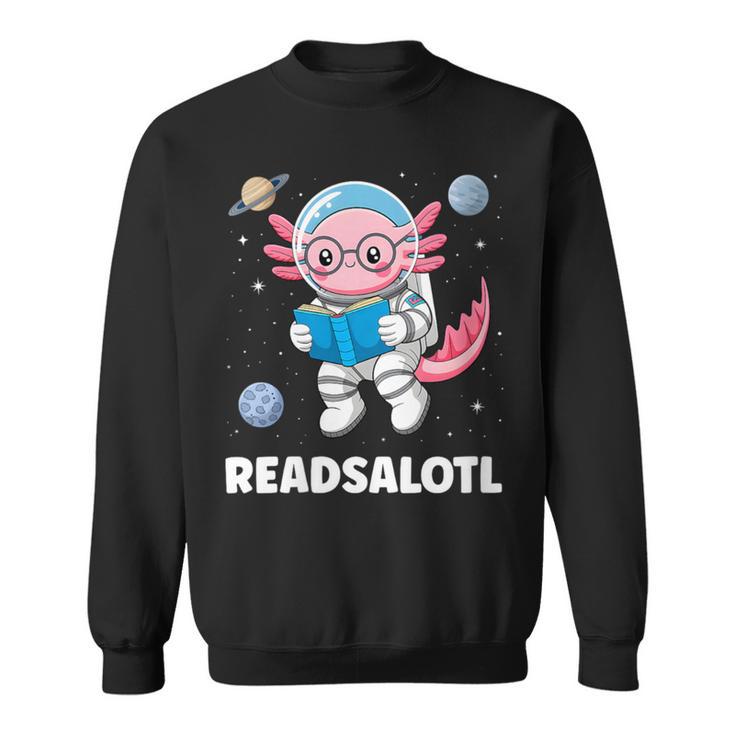 Women's Axolotl Books Readsalotl Reading Bookworm Boys Girls Kids Sweatshirt