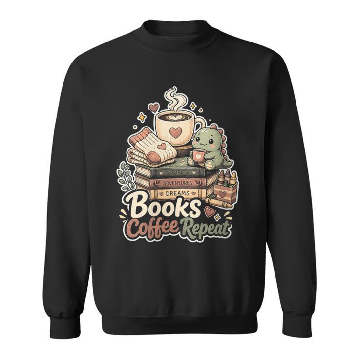 Women's Books Coffee Repeat Cute Reading Lover Sweatshirt