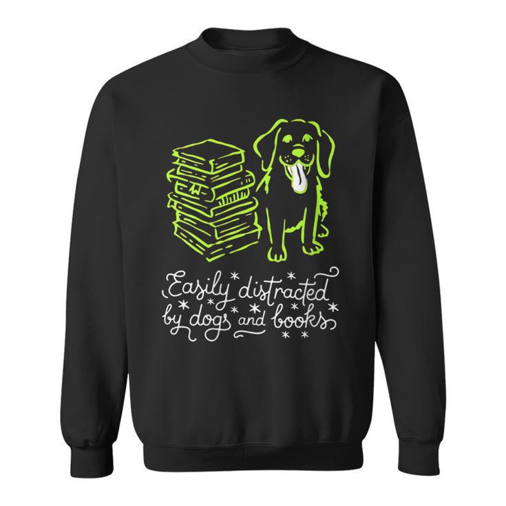 Women's Distracted By Books And Dogs Reader Graphic Sweatshirt