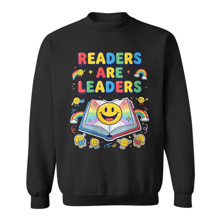 Women's Readers Are Leaders Reading Book Lovers Teacher Rainbow Kids Sweatshirt