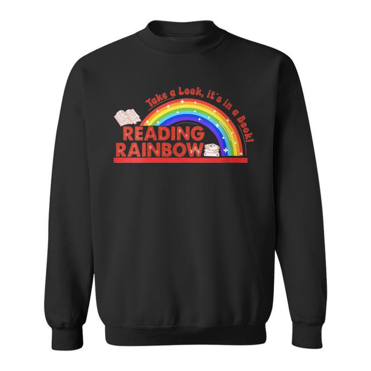Women's Retro Rainbow Take A Look It's In A Book Reading Bookworm Sweatshirt