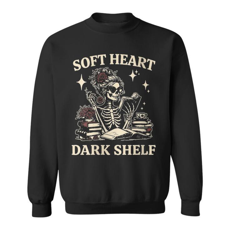 Women's Soft Heart Dark Shelf Dark Romance Book Lover Skeleton Goth Sweatshirt