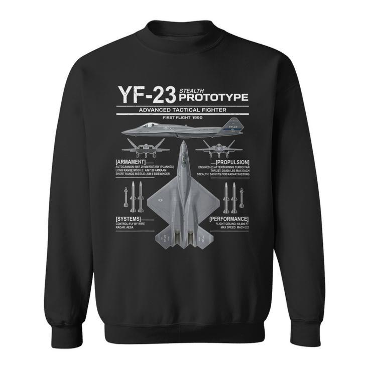 Yf-23ステルス戦闘機ミリタリージェットスペックインフォグラフィック スウェットシャツ