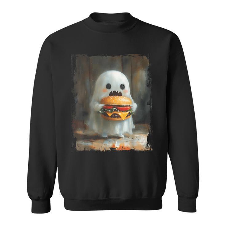 かわいい ハンバーガー おばけ 食べる ハンバーガー ハロウィン 食べ物 恋人 スウェットシャツ