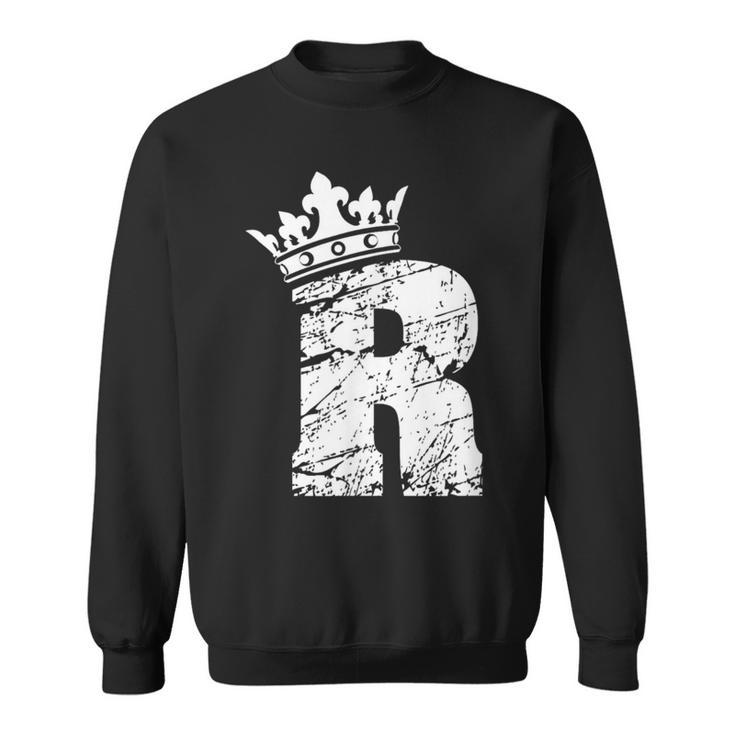 アルファベットtシャツ イニシャル文字 R & キング クイーン クラウン スウェットシャツ