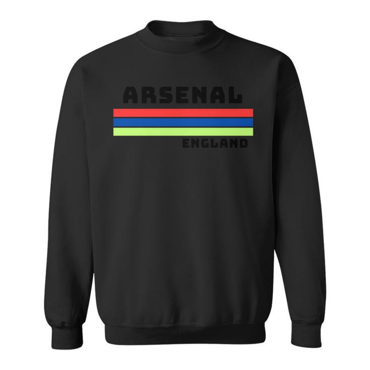 アーセナルレトロデザイン、レッド、ブルー、イエローのストライプ。 長袖tシャツ スウェットシャツ