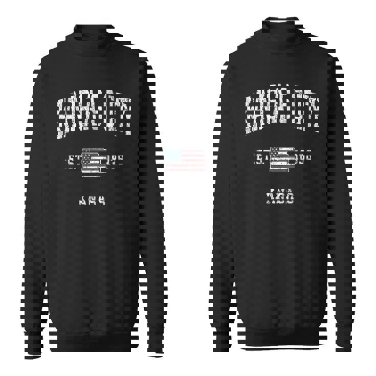 カンザスシティカンザスks ヴィンテージ アメリカ国旗 スポーツデザイン スウェットシャツ