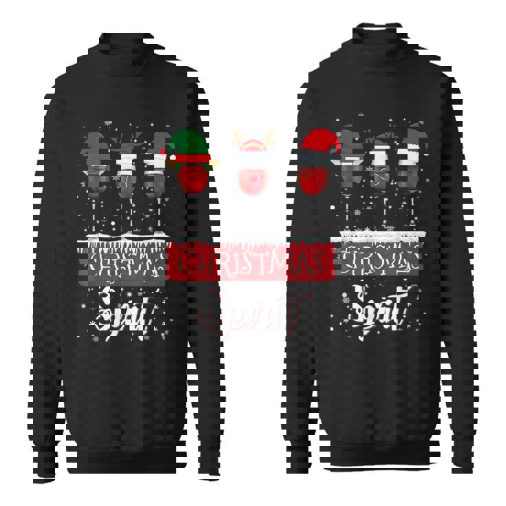 クリスマススピリット 赤ワイングラス サンタクロース エルフ トナカイ スウェットシャツ