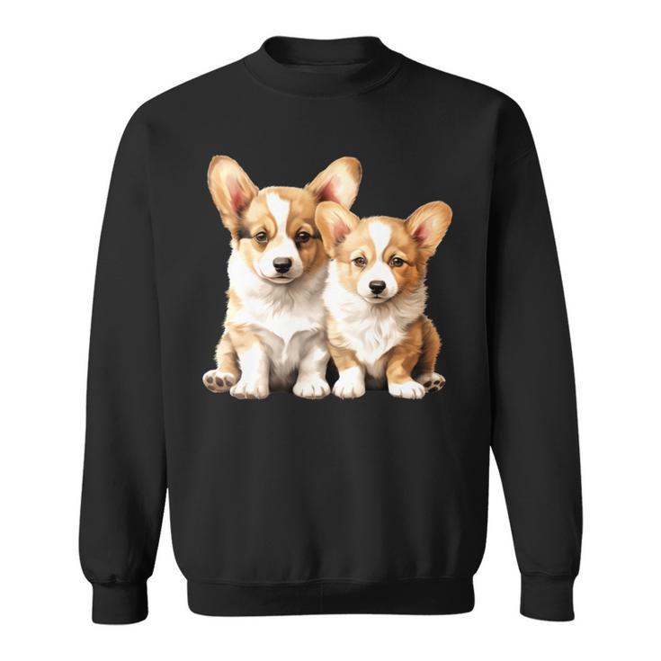 コーギー子犬 長袖tシャツ スウェットシャツ