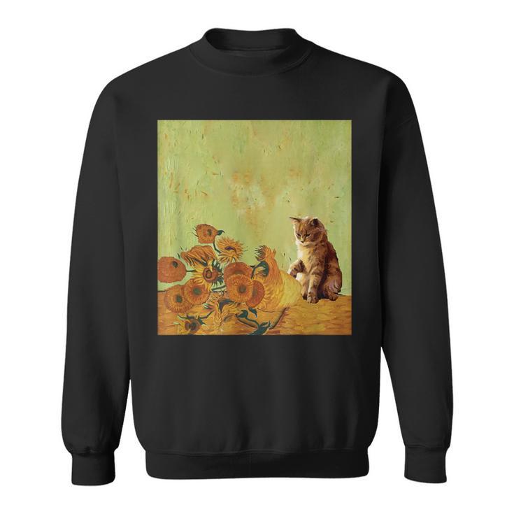 ゴッホ ひまわり おもしろい 猫 アート 絵画 スウェットシャツ