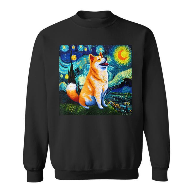 シバイヌ 面白いtシャツ 柴犬 犬 ゴッホ 星月夜 かわいい メンズ 子供 おもしろ 服 グッズ ネタ スウェットシャツ