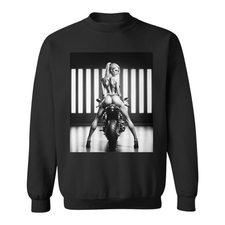 セクシーガールグラフィックtシャツ セクシーブロンドブーティモデルバイカーベイブ 長袖tシャツ スウェットシャツ