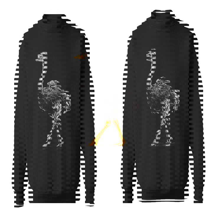 ダチョウ ポートレート 動物 モチーフ 描画 鳥 アート 長袖tシャツ スウェットシャツ